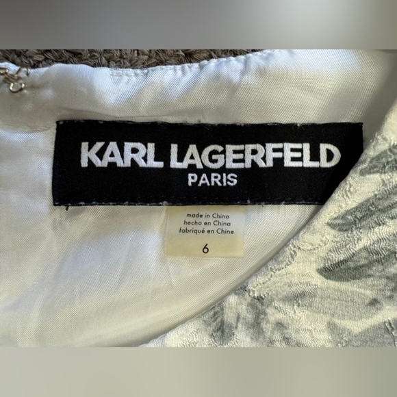 Karl Lagerfeld Dress EUC Midi Floral White Grey Sleeveless Size 6 - Picture 9 of 11